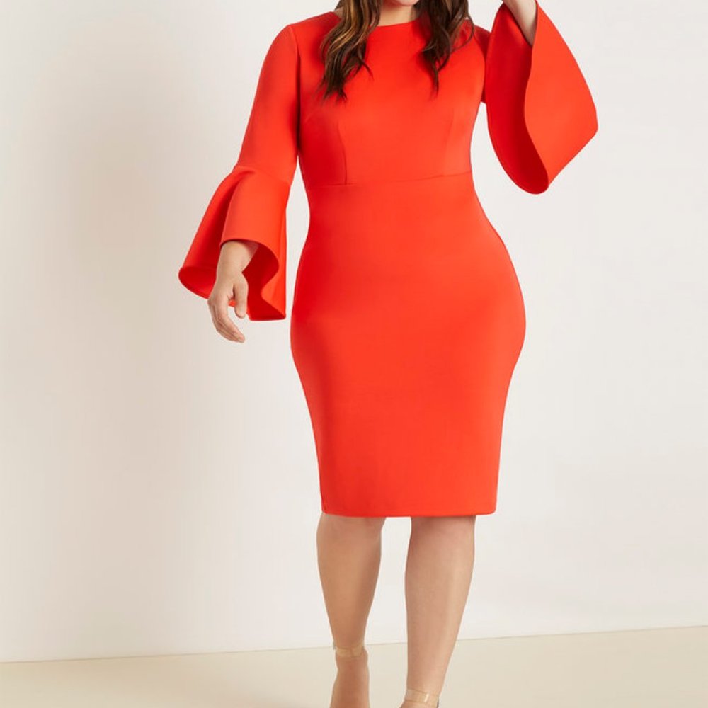 Eloquii Flare Sleeve Scuba Dress